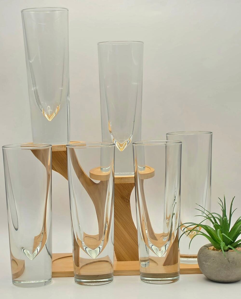 Carlo Moretti Italian Bullet Clear 7" Highball Cocktail Glasses - Set of 6